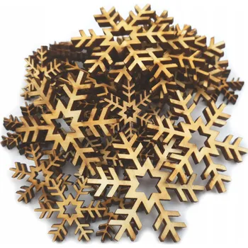 Vánoční dekorace SNĚHOVÁ VLOČKA SNĚHOVÉ VLOČKY 6 Ks 24x2,3cm a 12x4cm dřevěné