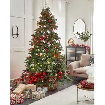 Vánoční stromek Umělý vánoční stromeček zelený PVC kovový stojan 240 cm tradiční styl vánoční dekorace Beliani