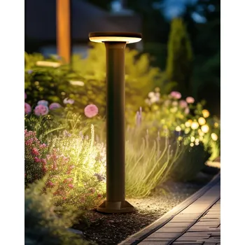 Venkovní osvětlení Zahradní solární LED svítidlo sloupová lampa černá kovová 60 cm světlo osvětlení chodníku se solárním panelem Beliani