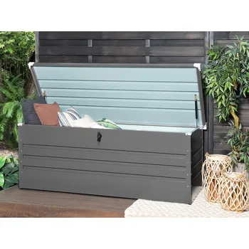Úložný box Venkovní úložná schránka Průmyslová zahrada šedá galvanizovaná ocel 600 L Beliani