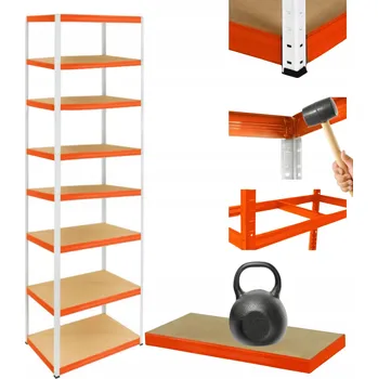 Dílenský regál Kovový regál skladový stojan HELIOS 270x75x45cm 8 polic x 175kg ROBUSTNÍ VYSOKÝ