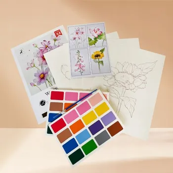 kreativní sada Akvarelová malba Poezie květin - Obrázek Vodové barvy Sada DIY