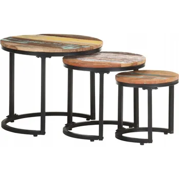 Konferenční stolek Odkládací stolky, 3 ks, masivní recyklované dřevo
