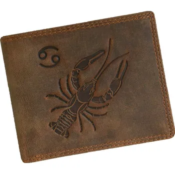 Peněženka Hnědá pánská kožená peněženka zvěrokruh Rak L1174