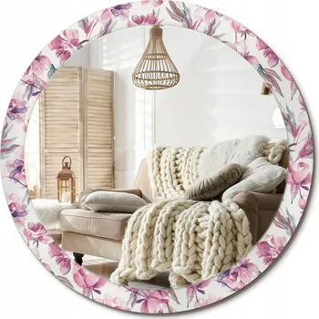 Zrcadlo Zrcadlo s ozdobným skleněným rámem s potiskem Pivoňky a květy 90 cm