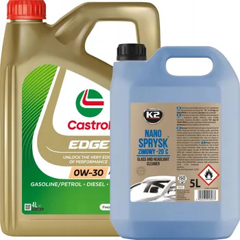 Motorový olej Castrol Edge Olej 0W-30 A5/B5 4L + Zimní kapalina do ostřikovačů K2