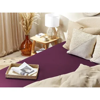 Prostěradlo Napínací prostěradlo bordó 140 x 200 cm elastické okraje klasická postelová plachta textilie do ložnice Beliani