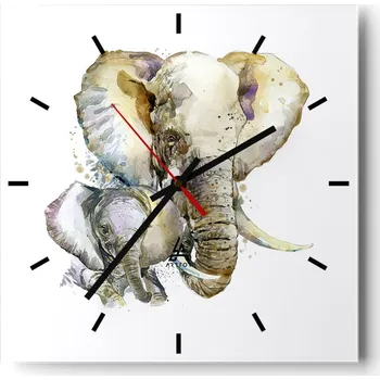 Hodiny Velké nástěnné hodiny 40x40 cm Zvířata Skleněné tiché hodiny