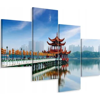 Obraz Čtyřdílný obraz Asie Panorama Věž 3D 80x50