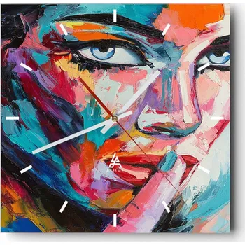 Hodiny Nástěnné hodiny do kuchyně 30x30 Žena Stylové hodiny na skle Loft Tiché