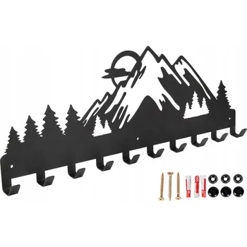 Věšák Velký nástěnný věšák na oblečení loft ZÁPAD SLUNCE HORY černý kovový