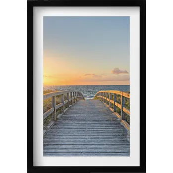 Obraz Závěsný obraz rámeček černé barvy Dovolená na pláži v Německu 40x60 cm