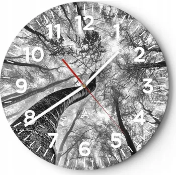 Hodiny Nástěnné hodiny do obýváku 40x40 Les Kulatý Skleněné hodiny Loft Tiché