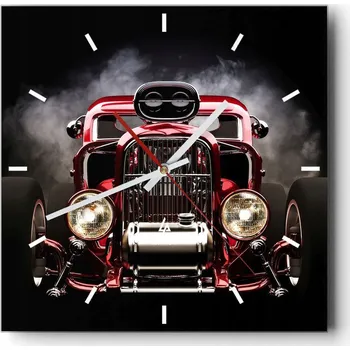 Hodiny Velké nástěnné hodiny na zeď 40x40 Motorismus Skleněné hodiny Tiché