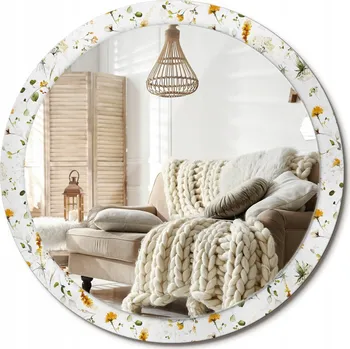 Zrcadlo Loftové zrcadlo s ozdobným skleněným rámem Polní květy XXL průměr 100 cm