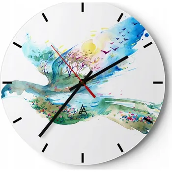 Hodiny Nástěnné hodiny do kuchyně 30x30 Abstrakce Skleněné hodiny do obýváku Tiché