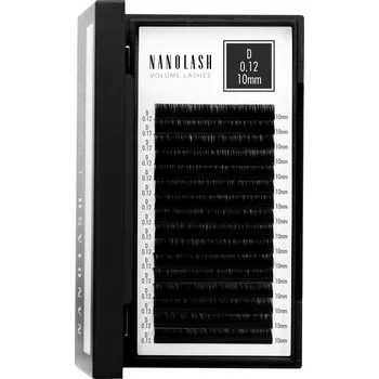 Umělé řasy Umělé řasy pro prodlužování Nanolash - 0.12 tloušťka D zakřivení 10mm délka 16 proužků