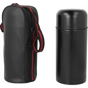 Termoska MÓDNÍ TERMOSKA NA JÍDLO NEREZOVÁ OCELOVÁ NÁDOBA NA POLÉVKU OBĚD 1000ML ČERNÝ