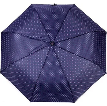 Deštník Dámský skládací vystřelovací deštník s puntíky Varianta: 2 modrá tmavá, Balení: 1 ks