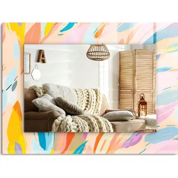 Zrcadlo Obdélníkové s potiskem Zrcadlo 80x60 cm s abstraktními barevnými tahy