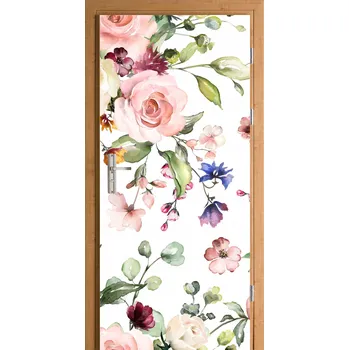 Fototapeta Samolepka na dveře: Barevné květy jako malované