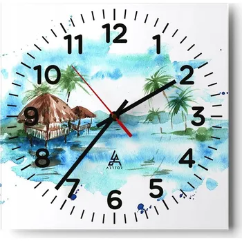 Hodiny Nástěnné hodiny do obýváku 40x40 Krajina Bezhluczne Skleněné hodiny Tiché