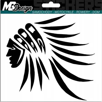 Samolepicí dekorace na vozidlo NÁLEPKA na auto INDIÁN NÁČELNÍK ČELENKA Z PÉŘÍ 15x15