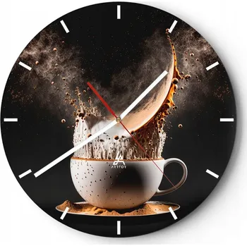 Hodiny Nástěnné hodiny do kuchyně 30x30 Káva Skleněné hodiny do obýváku Loft Tiché