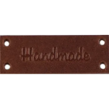 Kožená cedulka / štítek Handmade, With love 16x44 mm Varianta: 6 hnědá, Balení: 10 ks