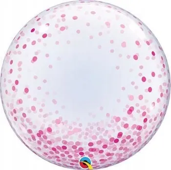 Balónek Fóliový balónek 24" QL Bubble, růžové puntíky