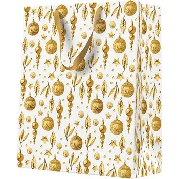 Dárková taška ZLATÉ DEKORACE VÁNOCE 26,5 x 33,5 x 13 CM