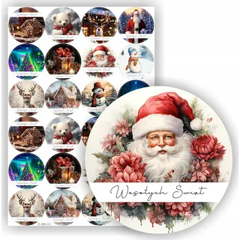 Vánoce SAMOLEPKY vánoční dekorativní – Mikuláš, stromeček, dárky