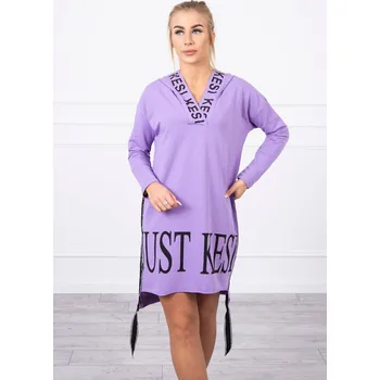 Dámské šaty Dámské fialové šaty s kapucí a potiskem K-Fashion, UNI i519_18573-U