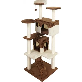 Škrabadlo, drápadlo, prolézačka pro kočky - velikost XL hnědo-bílé, 50x50x140cm.