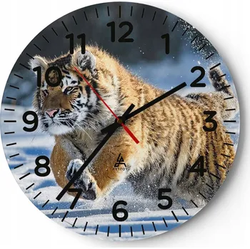 Hodiny Kuchyňské nástěnné hodiny 30x30 Tygr Moderní skleněné hodiny do obýváku Tiché
