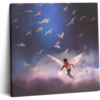 Obraz Fotoobraz na zeď na plátně Chlapec s andělskými křídly 60x60 cm