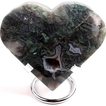 Přírodní kámen Mechový achát srdce č.6 -305g