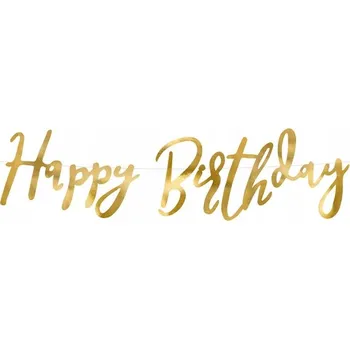 GIRLANDA BANNER nápis HAPPY BIRTHDAY ZLATÁ narozeniny