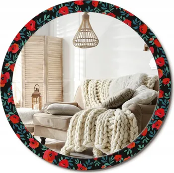 Zrcadlo Zrcadlo s potiskem do koupelny ložnice obývacího pokoje Červený mák XXL fi 100 cm