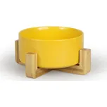 Aminela keramická miska v dřevěném stojanu - žlutá 750ml
