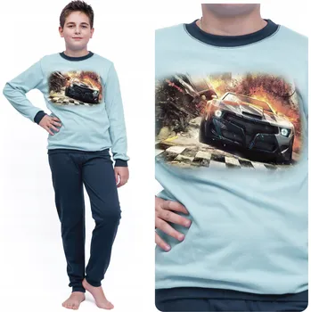 Chlapecké pyžamo Chlapecké pyžamo pro mládež s dlouhým rukávem 100% teplé BAVLNA auto 152