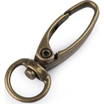 Kovová karabina otočná, průvlek 9 mm Varianta: 4 staromosaz, Balení: 5 ks