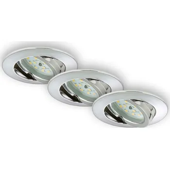 BRILONER 3ks sada LED vestavné svítidlo, pr. 8,2 cm, 5 W, chrom BRI 7209-038