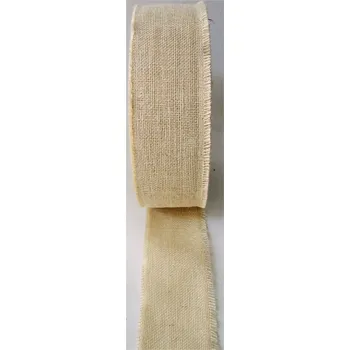 Stuha Jutová stuha / páska, bělená, šířka 10 cm