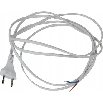 elektrický kabel Kabel s plochou zástrčkou 2x0,50 mm, 2,5 m, bílý - vyrobeno v Polsku