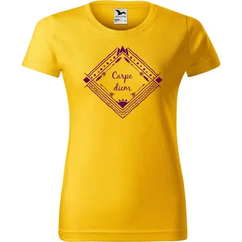 Dámské oblečení DOBRÝ TRIKO Dámské tričko s potiskem Carpe diem Barva: Žlutá, Velikost: L