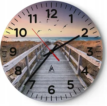Hodiny Nástěnné hodiny do obýváku 40x40 Krajina Kulatý Skleněné hodiny Loft Tiché