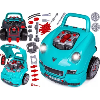 ostatní stavebnice Stavebnice ChRLD - modré auto na šroubování, 61 dílů