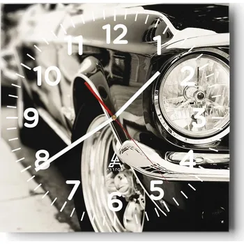 Hodiny Kuchyňské nástěnné hodiny 30x30 Auto Skleněné hodiny do obýváku Moderní Tiché