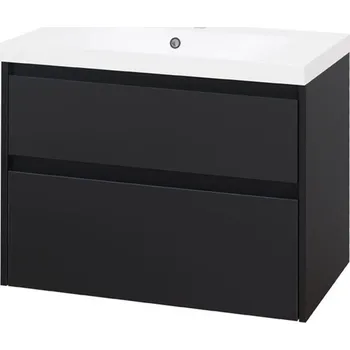 Koupelnový nábytek Mereo Opto, koupelnová skříňka s umyvadlem z litého mramoru 81 cm, černá CN941M